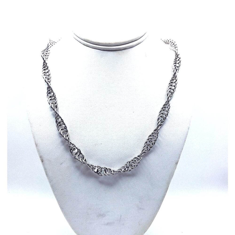 Hand Crafted Chainmaille Stainless Steel Spiral Rope Necklace 14" Unisex